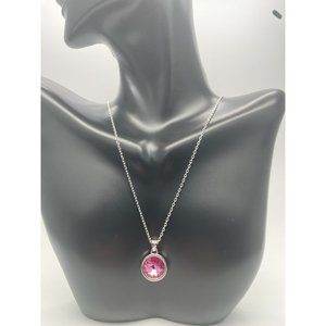 Swarovski Crystal, Pink Pendant, Chain Necklace, Simple Necklace, Dainty Necklac